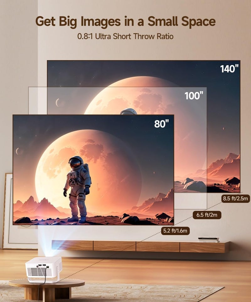 MAGCUBIC Mini Projector with Wifi and Bluetooth, Smart Portable Projector, 260 ANSI & 2K Support, Auto Focus & Keystone, 180° Rotatable Portable Movie Proyector for Home Outdoor, Android 11 HY300GT - Image 5